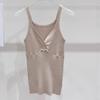Summer Miu Style Slimming V-Neck White Knit Camisole