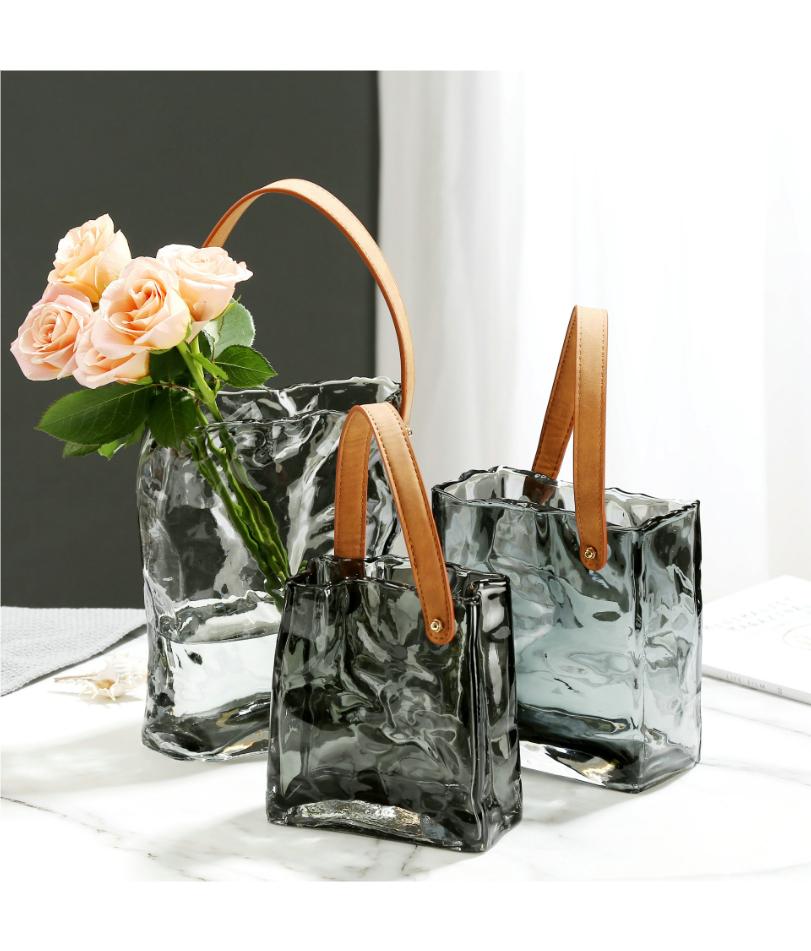 Handbag Original Color Glass Vase Hydroponic Fresh Flowers Fish Tank Flower Arrangement Living Room Dining Table Decoration