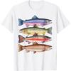 Abstract Colorful Trout In A Row for Fishing Lovers Men Kids TShirt