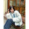 Fashion Coats Fur Jacket for Women Winter Denim Stitching New Environmentally Friendly Fur Warm Senior Jacket Top