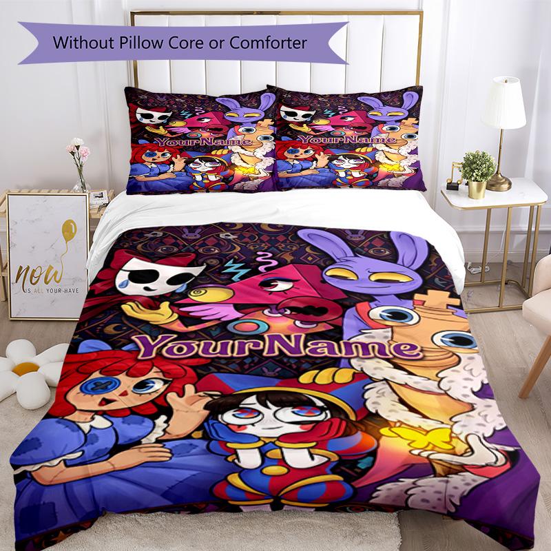 Digital Circus Customize Your Name Bedding Set Breathable Duvet Cover with Pillowcases Home Decoration Birthday Gift