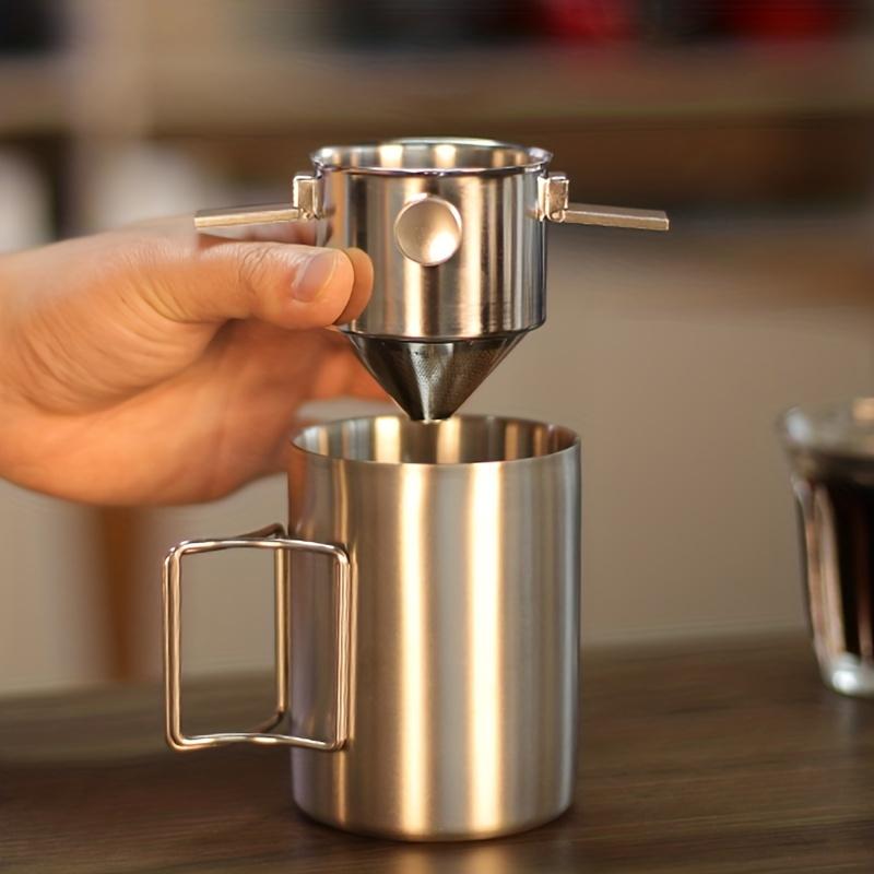 Kaffeefiltertasse aus Edelstahl mit doppellagigem Netz - Keine Papierfilter erforderlich, 304 Edelstahl, langlebig und rostbeständig