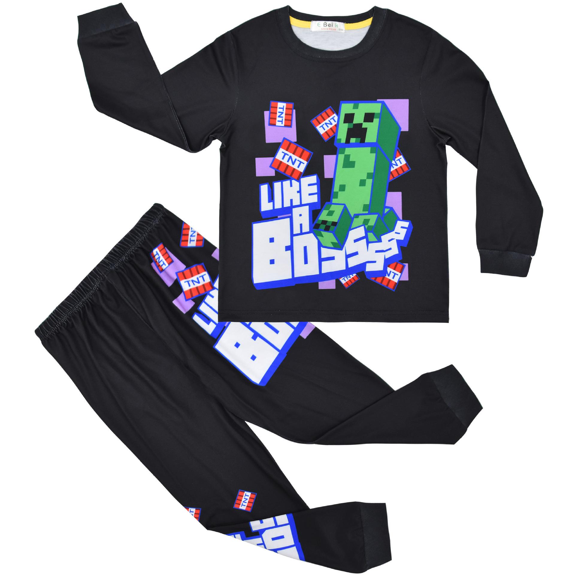 

Animated Cartoon Digital Printing Medium And Older Children S Loungewear Set Long-Sleeved Two-Piece Pajamas Pants 6021 120 чёрный