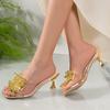 Fashion Women's Fashion New Design Stiletto Sandals Summer Square Head Crystal Set Foot Anti-slip Wear-resistant High Heels