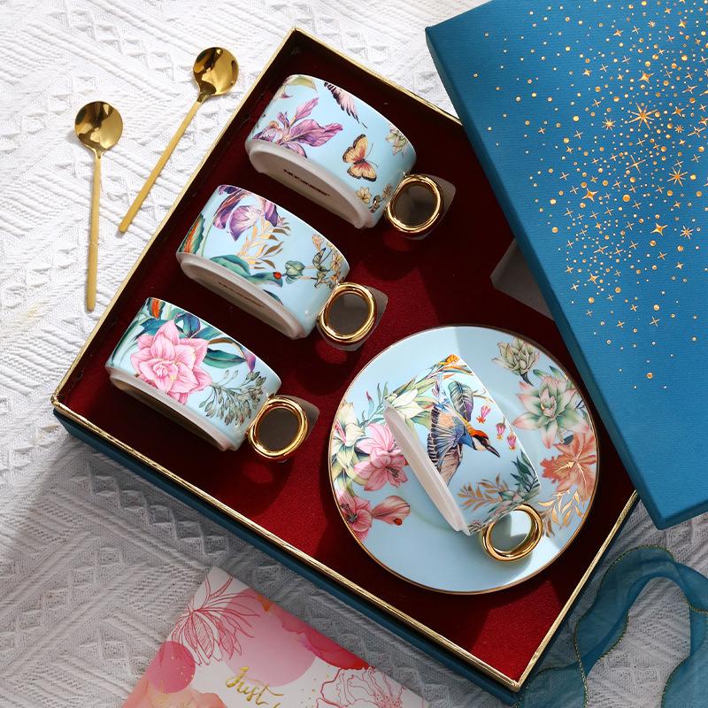 Nuoxuan Small Luxury Pastoral Ceramic Light Luxury Coffee Cup And Saucer Set Household Living Room Set Cup
