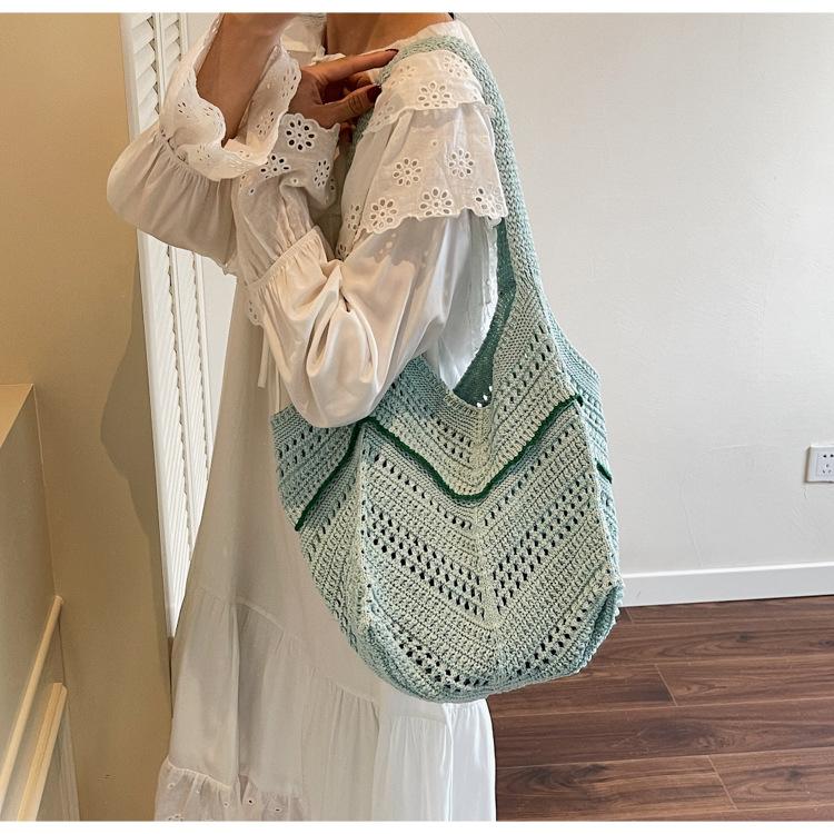 Woven Shoulder Bag Hand-woven Niche Hollow Tote Bag Commuter Shoulder Seaside Vacation Women's Bag
