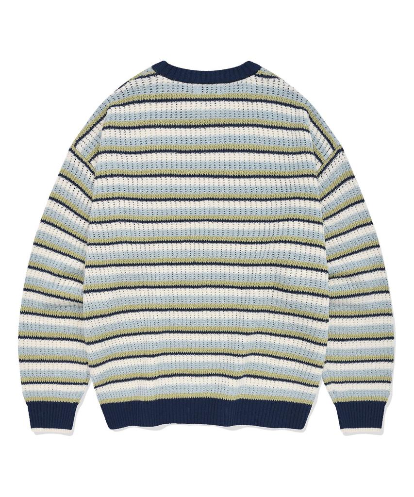 COVERNAT Multi-Stripe Crew Neck Knit Lime