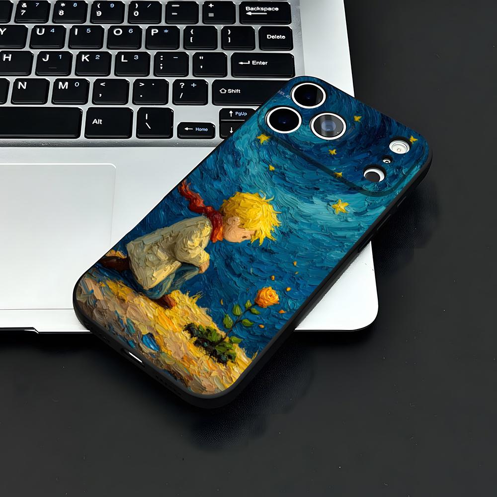 Little P-Prince And A F-fox Phone Case For IPhone 17 Air 16 E Pro Max 15 14 13 Mini 12 Pro 11 Max Plus Black Soft Shell
