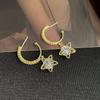 Pentagram Hollow Diamond Earrings Women'S Light Luxury Elegant Fashion Trend Earrings High-End Niche Earrings