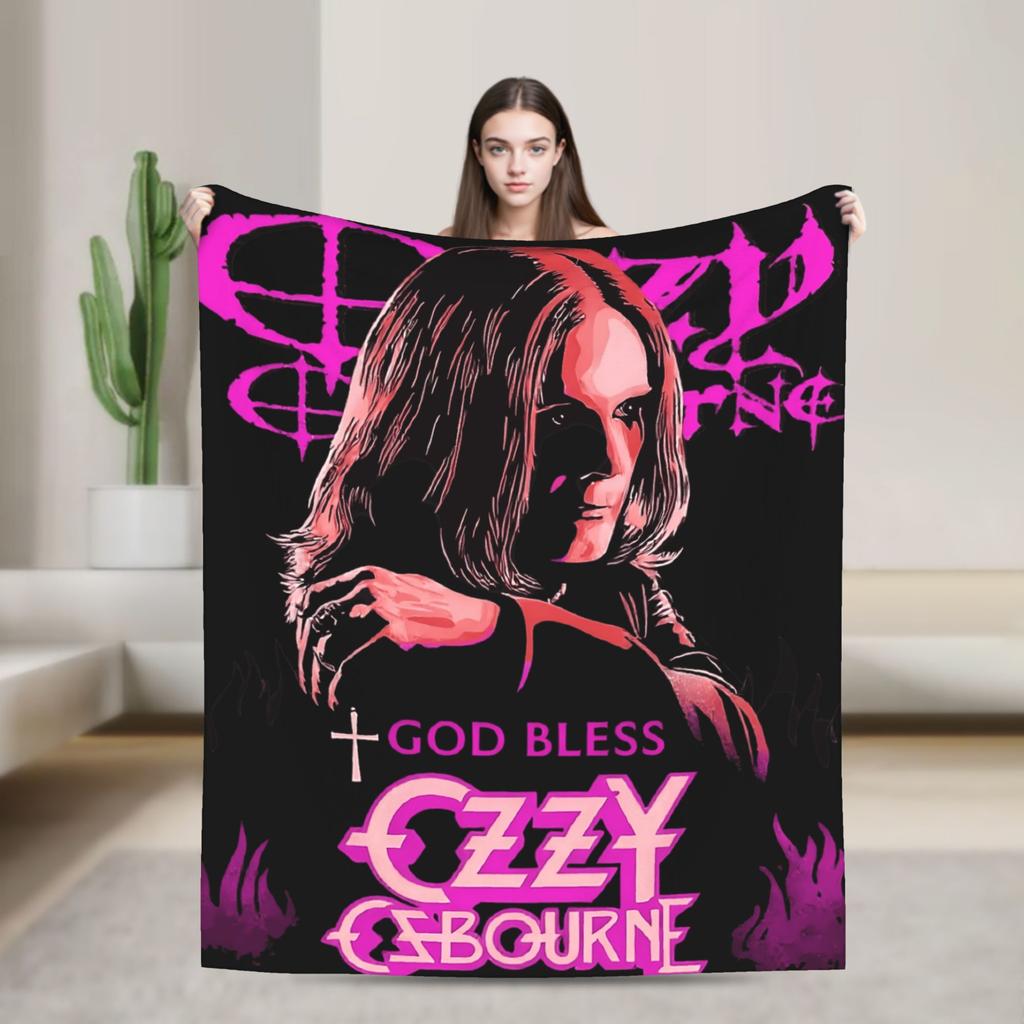 Ozzy RIP Ozzy Osbourne Koc w stylu vintage Koc podróżny do biura Koc flanelowy na zewnątrz Ciepły Miękki Wysokiej jakości Pled Prezent