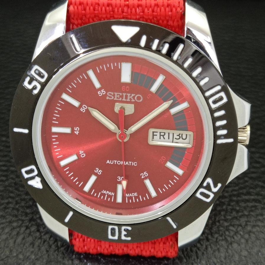 SEIKO 5 AUTOMATIC REFURBISHED 6309A JAPAN MENS RED DIAL WRIST WATCH a426514-2