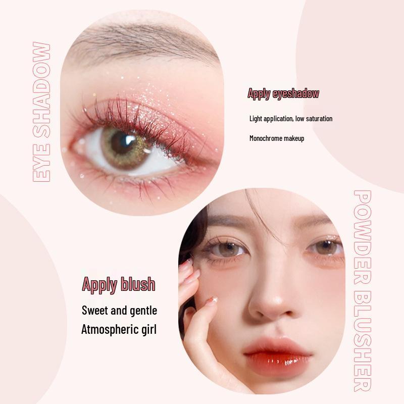 Meixi'er Coral Rose Cream Blush Stick with Brush - Natural Sun-Kissed Japanese Style.