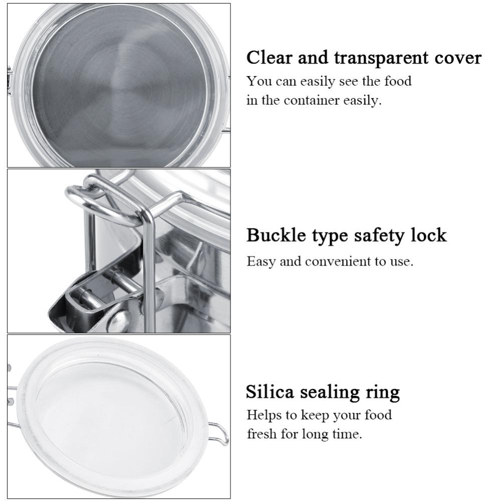 Stainless Steel Vacuum Sealed Storage Jar Transparent Cover Airtight Storage Container Sturdy Locking Clamp Kitchen Canister
