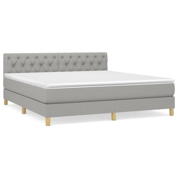 3140865 vidaXL Divan Bed with Mattress Light Grey 160x200cm Fabric