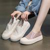Two-way White Shoes for Women Summer Genuine Leather Breathable Thick-soled Casual Hollow Hole Shoes
