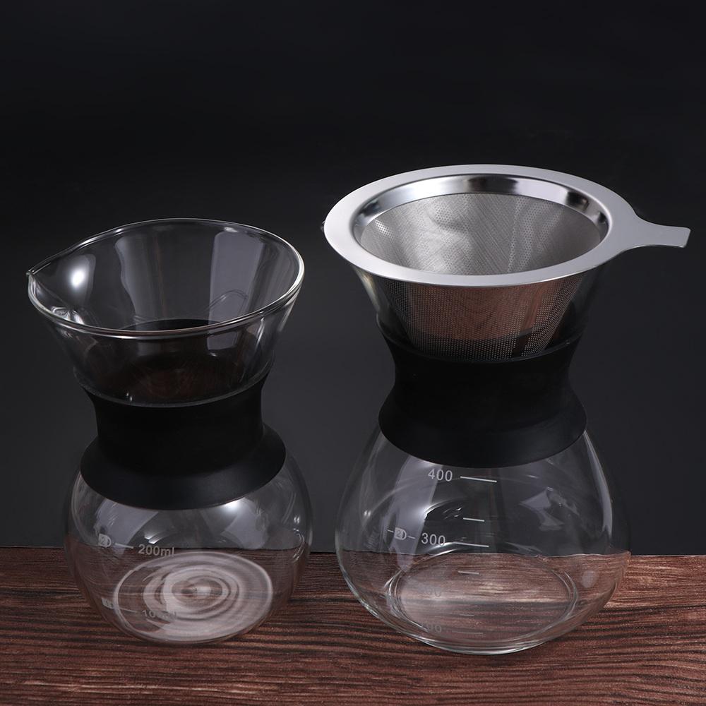 Edelstahl Drip Kaffee Brewer Tragbare Glas Karaffe Topf Übergießen Kaffee Maker Wandern