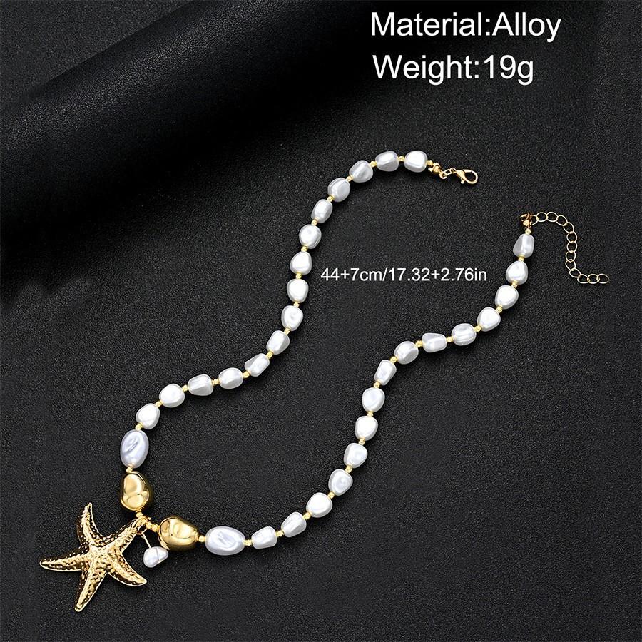 Pendant Shell Beading Necklace Imitation Pearl Y2K Accessories Starfish Clavicle Chain Boho Style Beach Vacation Party Jewelry