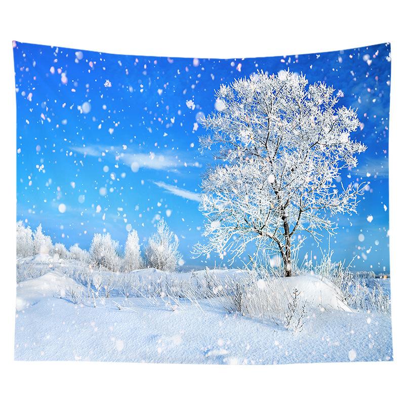 Nordic Christmas Tapestry Watercolor Christmas Tree Print Bedside Hanging Cloth Bedroom Background Cloth