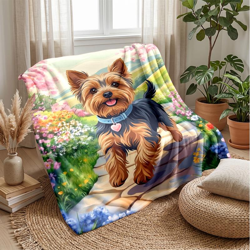 Cute Dog Playtime blanket Personalized Name Flannel Blanket Soft Cozy Plush Throw for Sofa Bed Lightweight Home Decor
