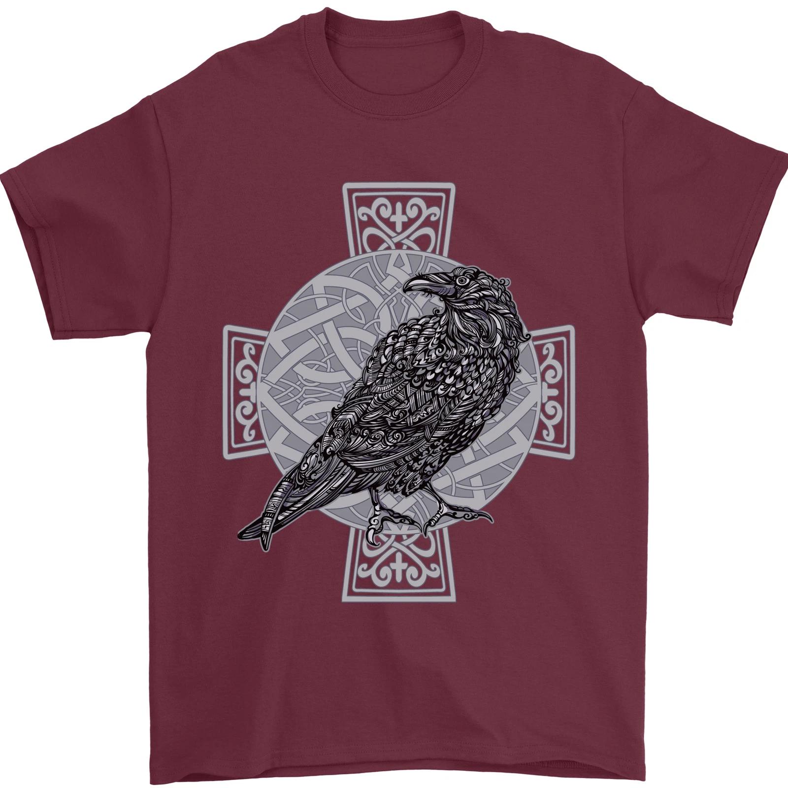 Odin Celtic Raven Viking Tattoo Cross Runic Mens T-Shirt 100% Cotton XL
