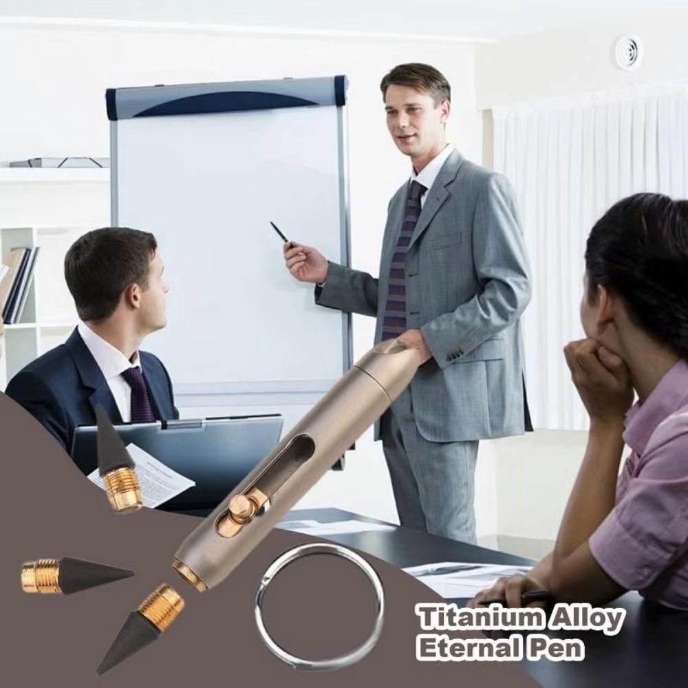 2 Replacement Pen Tips Portable Emergency Writer Titanium Zinc Zinc Alloy Pocket Everlasting Pencil Travel