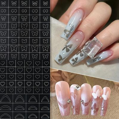 Nail Art Hohl-Aufkleber, Stern, Schmetterling, Herz, Klebeschablone, Stempel-Aufkleber, Dekorations-Aufkleber, Nail Charm