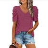 Women's  Fashion Summer Sexy Casual Loose T-Shirt Tops V-Neck Short Sleeve Tops Solid Color  Tops