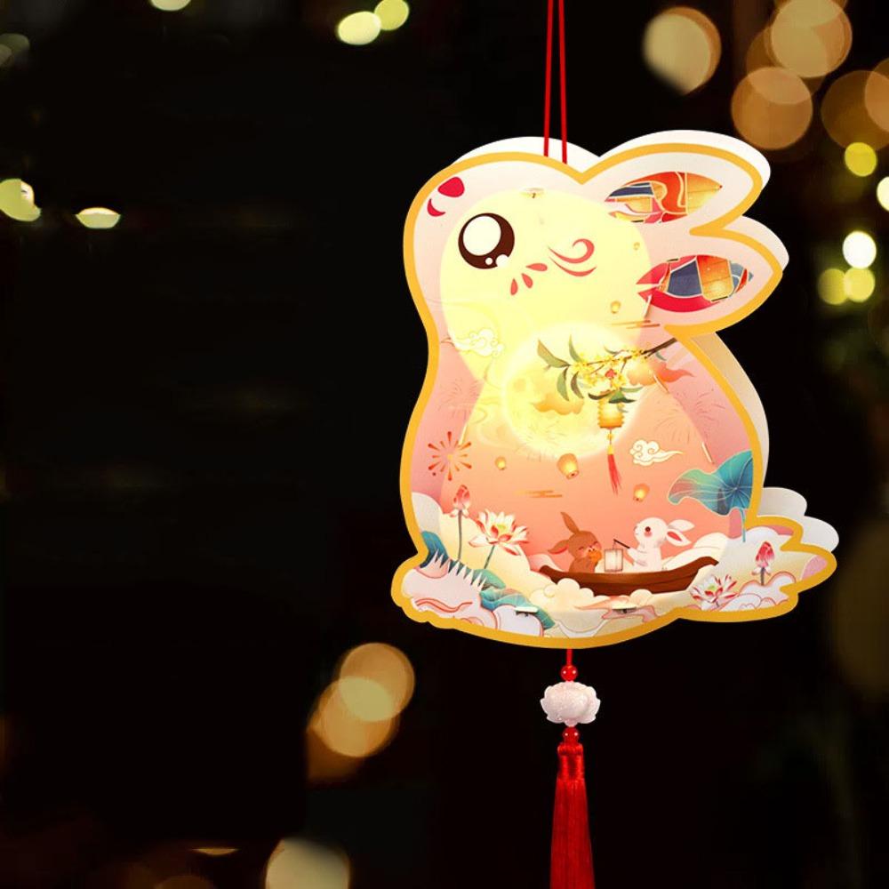 Luminous Mid-Autumn Festival Lantern Cartoon Lantern DIY Material Package Rabbit Lanterns  Gifts