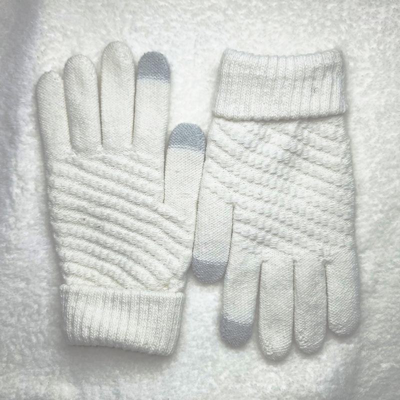 

Бархатные зимние перчатки для женщин - утолщенные, двухслойная защита от холода, симпатичный дизайн, сенсорный экран, шерстяная вязка, теплые One Size