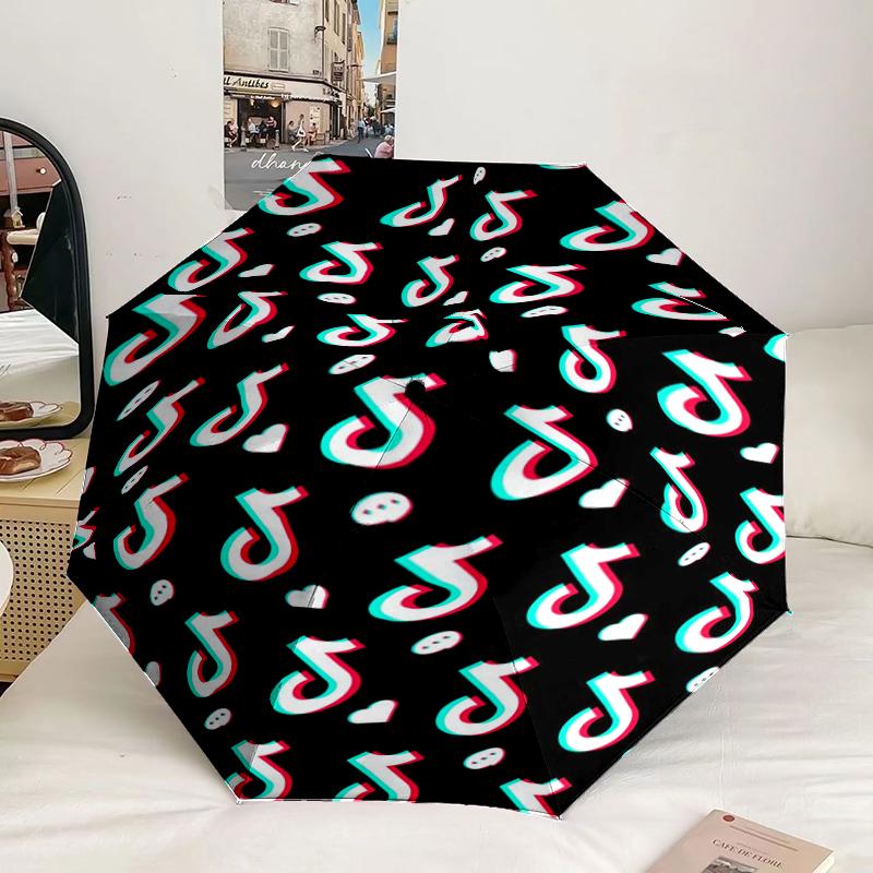 Neon Tik-tok Logo Art Umbrella 8-Frame for Travel, camping, Casual Lightweight Portable Umbrella, Essential for every family Holidays Gift