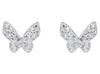 Silver Butterfly Earrings with Zirconia Small Rhodium-Plated Women's Studs Butterflies