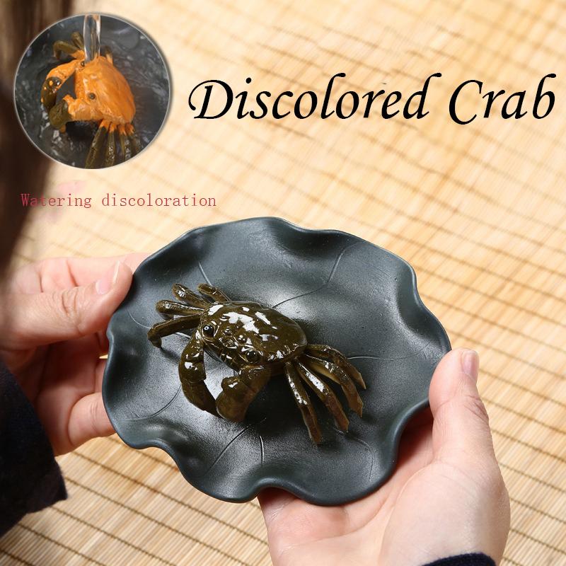 

Чай ручной работы с фиолетовым песком, меняющий цвет, домашнее животное, лист лотоса, меняющий цвет, краб, украшение для чайной тарелки, бутик, чайная игра