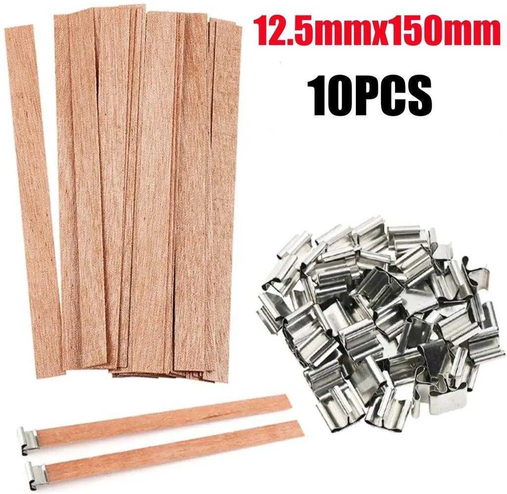 Wooden Wick Candle Making Kit with Clip Base Natural Smokeless DIY Candle Jar Supplies for Homemade Soy Wax Crafting Tools