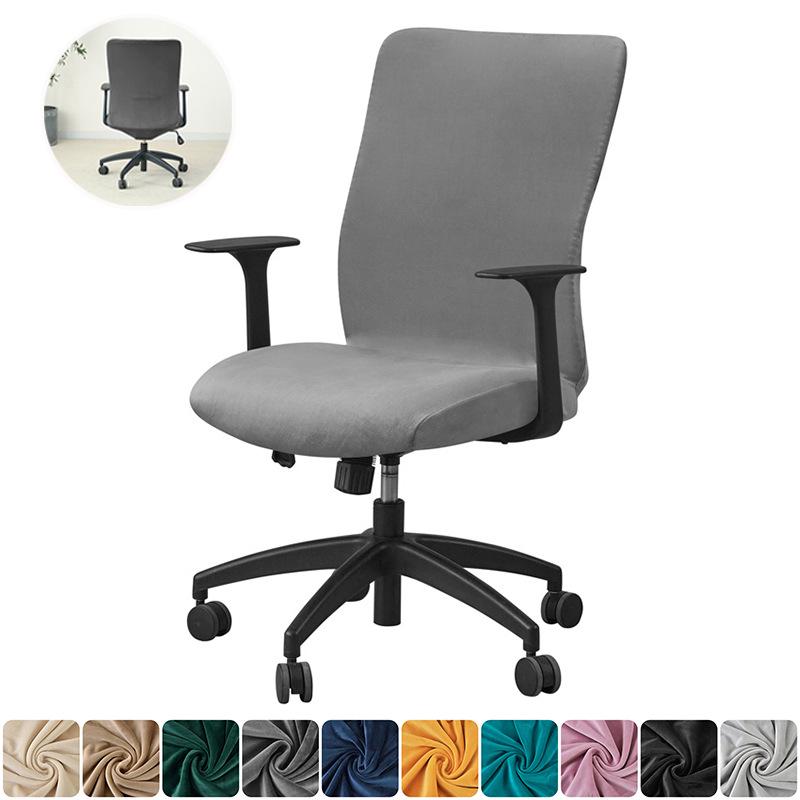 Silver Fox Velvet Office Chair Cover – Armrest-Free, Full Wrap, Thickened and Dirt-Resistant.