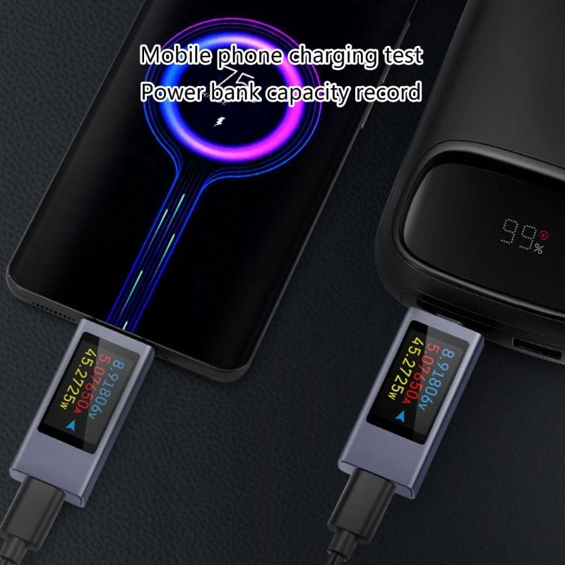 Type C Tester Practical Phone Charging Tester Accurate Charging Measurement Voltages Cureent Power Display for All Phone