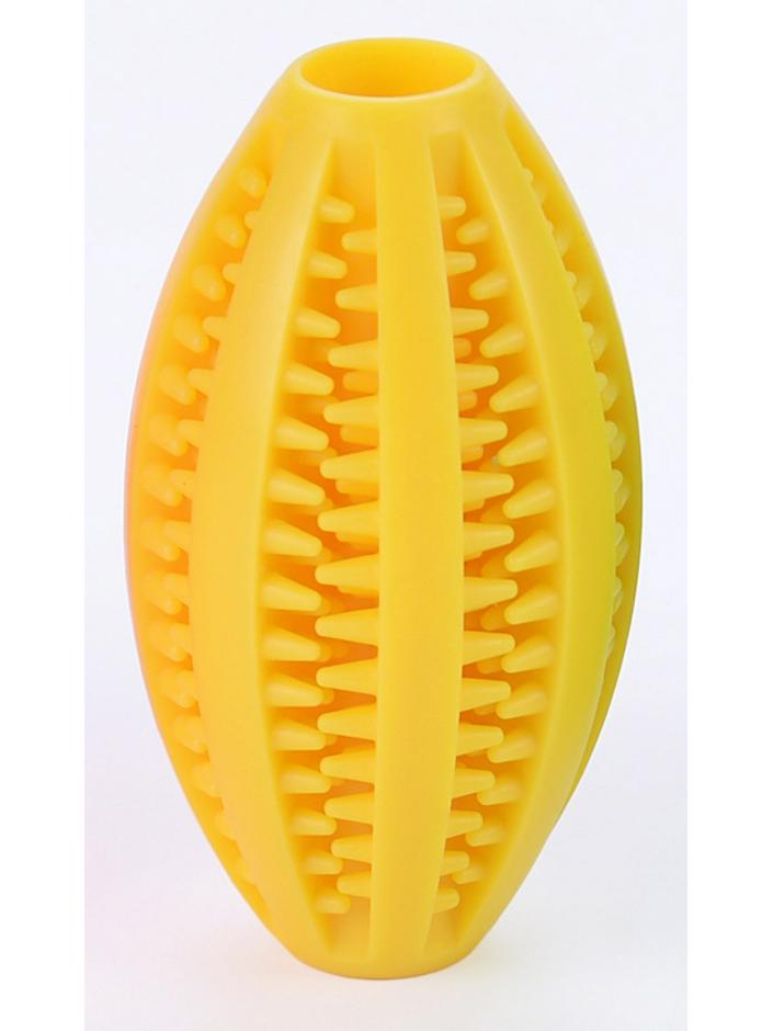 

Игрушка для собак для самостоятельного развлечения, устойчивая к укусам: Мяч-арбуз для прятания еды для снятия скуки и скрежета зубами Small - Diameter 5cm * Length 9cm жёлтый