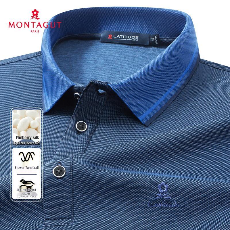 

MONTAGUT Men s Silk Blend Casual Long-Sleeve Polo Shirt 54