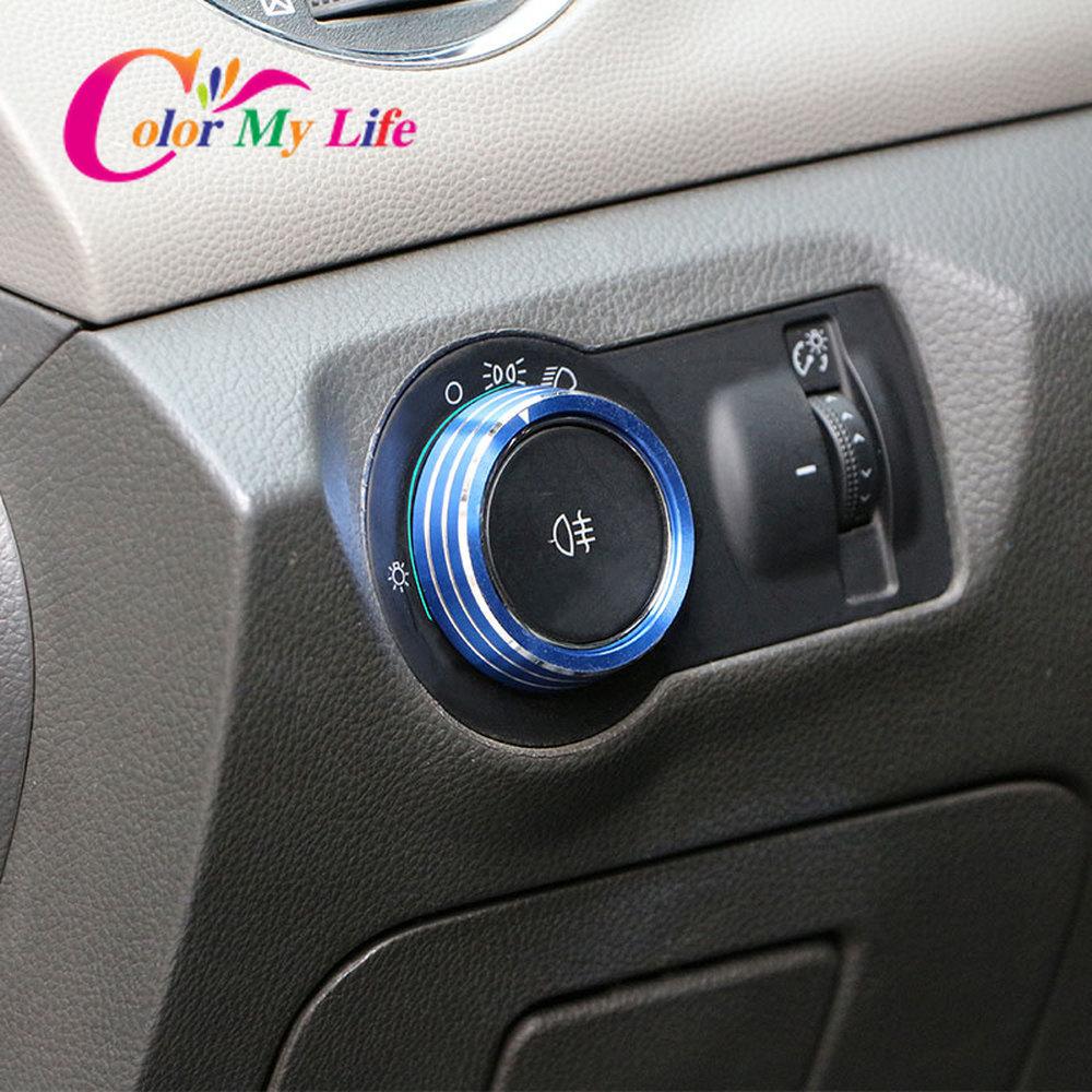 Color My Life Adesivo Copertura Interruttore Fari Auto in Acciaio Inossidabile per Chevrolet Cruze Berlina Hatchback 2009 - 2014