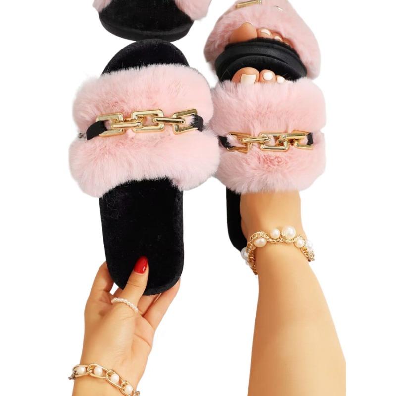 

Противоскользящая обувь для тепла, домашние плюшевые тапочки на одно плечо для тепла 44-45 розовый