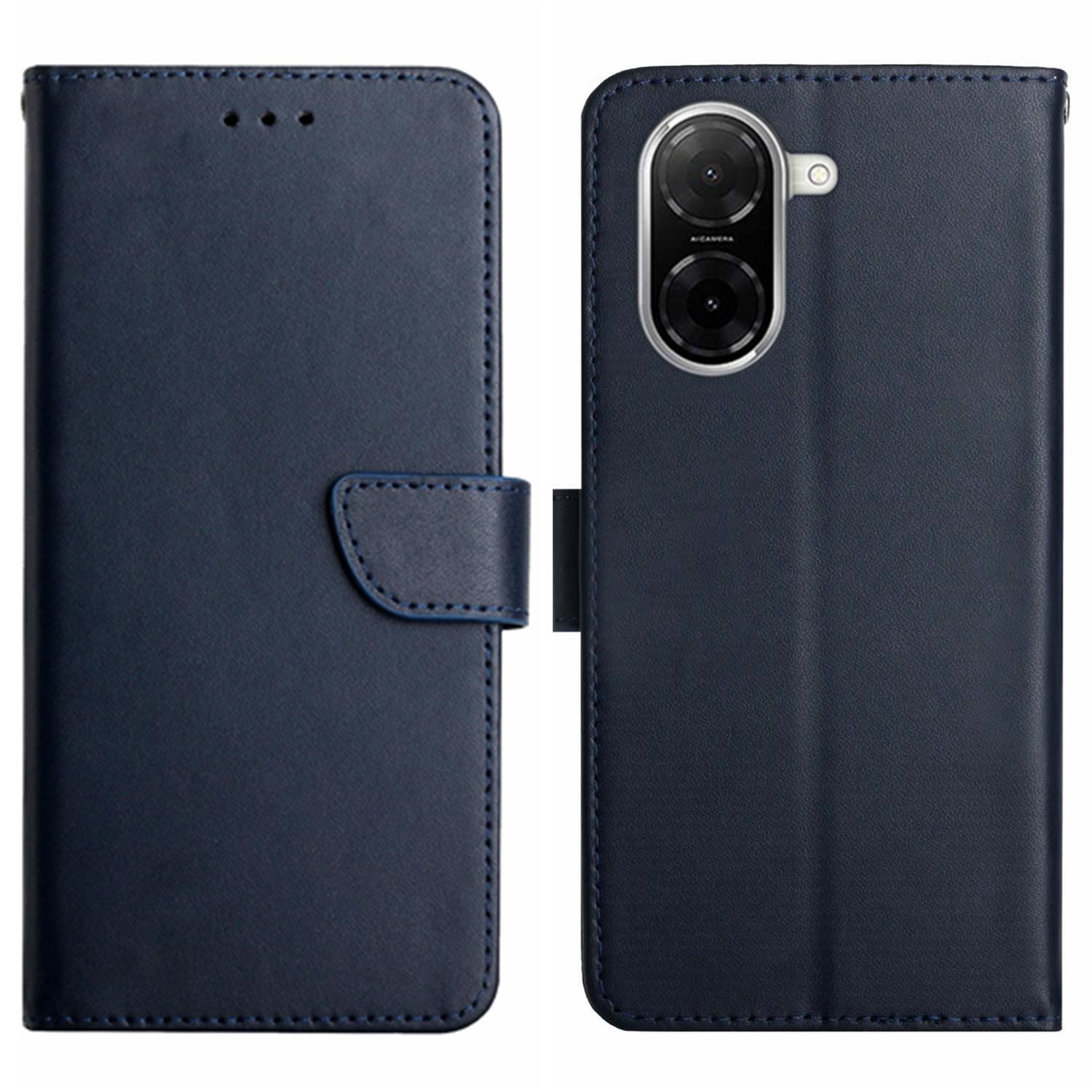 

For Xiaomi Redmi A5 4G (171.7mm)/Poco C71 4G Case Genuine Cow Leather Phone Cover Nappa Texture Blue