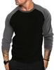 Herren Langarm Rundhals Raglan T-Shirt - Locker, Atmungsaktiv, Große Größen Basisschicht