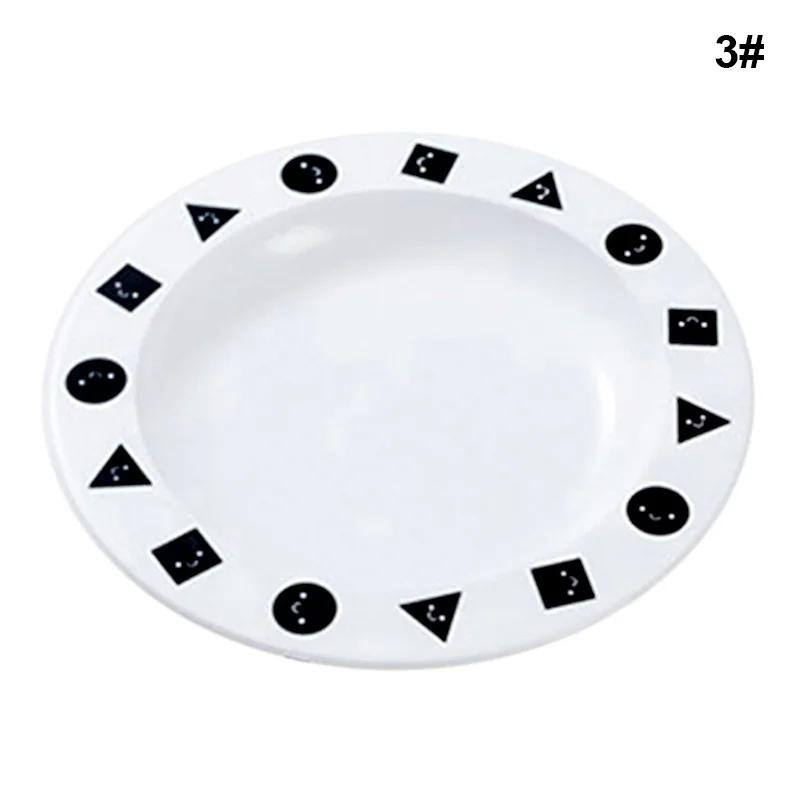 

Black White Letters Design Safety Baby Feeding Dinner Plate Bowl Cutlery Fruit Cake Dishes Tableware Kit Kitchen Accessories красный