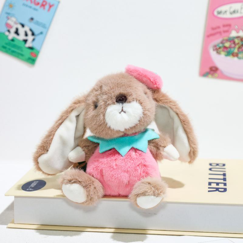 1Pcs Rabbit Keychain Doll Plush Toy Mini Couple Backpack Pendant Strawberry Rabbit Doll Decoration Gifts For Girls