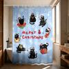 1 Christmas Black Cat Print Waterproof Shower Partition Privacy Hanging Curtain 12 Hooks Multi Size Decoration Machine Washable