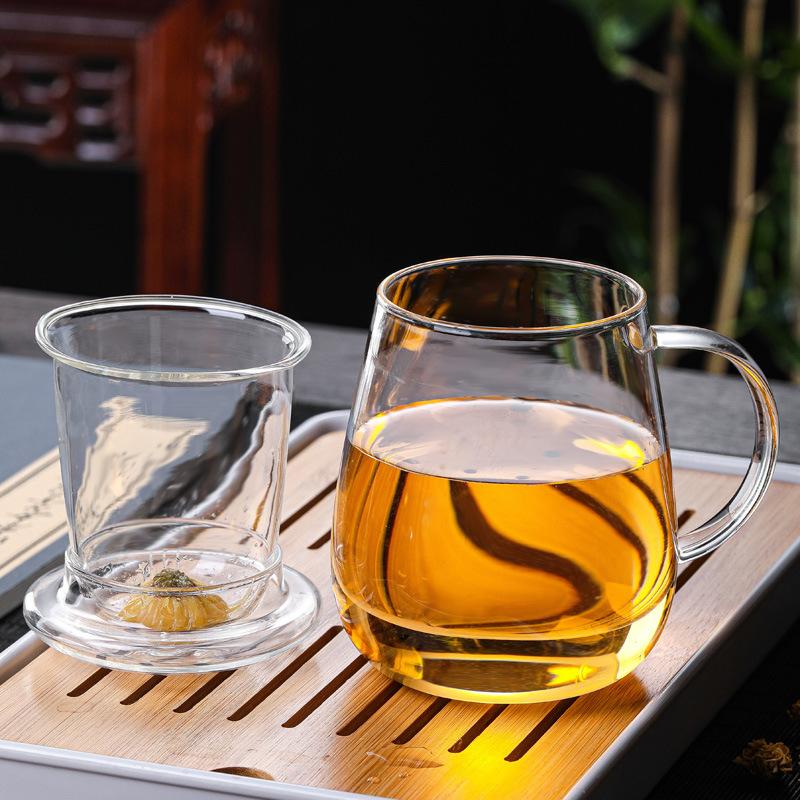 Bring a Glass Cup Flower Teacup Glass Teacup Tea Cup Filter Water Cup Juice Milk Cup