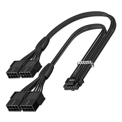 Fasgear Prodlužovací kabel samec na 4x8 samice v opletu 40cm 12V HPWR kabel kompatibilní s GPU GeForce RTX a 5090 PCI-e 5.0 kabel, 16-pin (12 + 4) PCI-E 5.0