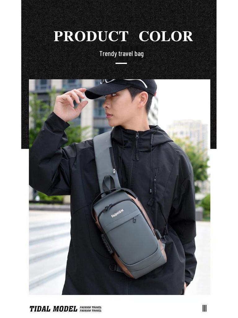 Herren Casual Umhängetasche mit USB-Ladeanschluss