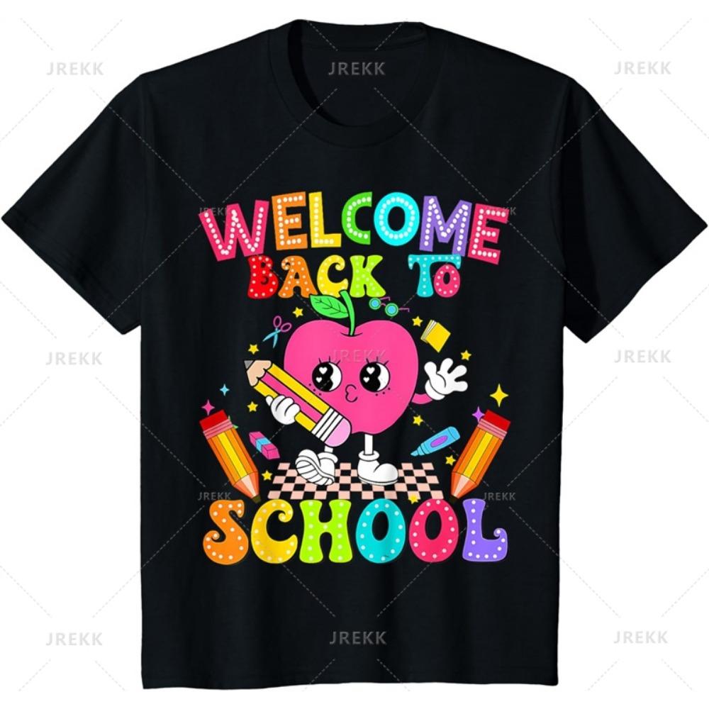 Summer New 3D Printing Back To School T Shirt First Day Of School Graphic T-shirts Children Fashion Streetwear Short Sleeves Tee