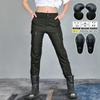 Motorcycle Four-season Anti-drop Riding Pants, Retro Casual Breathable High-waisted Female Knight Locomotive Anti-drop Pants