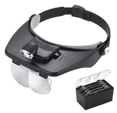 Gafas de Cabeza 4 Intercambiables Combinar Dos Hasta Lupa de 6x para Relojería y Trabajo de Precisión Lupa de 2 LED, Lupa, Lupa de Montaje en Cabeza,